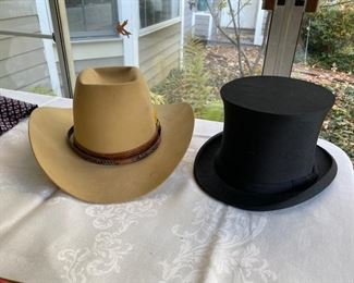 Vintage Stetson hat (has box) and pop-up top hat