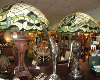 Pair of stained glass lamps