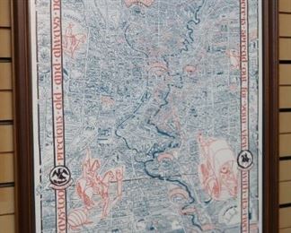 Framed map of San Antonio - Very Cool!