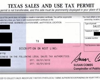 You must present your Texas Sales and Use permit which will be verified.  A digital copy is not acceptable.  You will be asked to fill out our exemption form. 