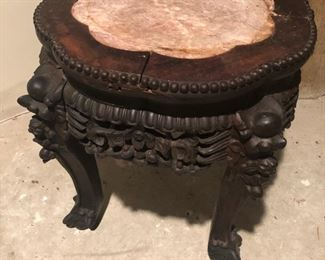 Vintage Chinese stand dragon feet and marble insert
