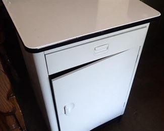 WHITE CABINET W/ ENAMEL TOP