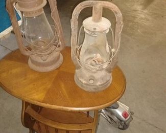 Vintage Magazine Rack and Antique Lamps 