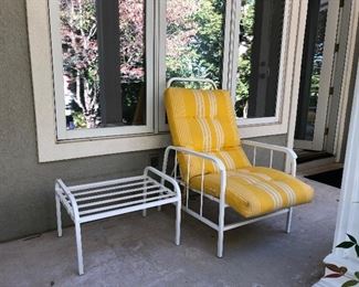 Second chair and foot stool, yellow cushion