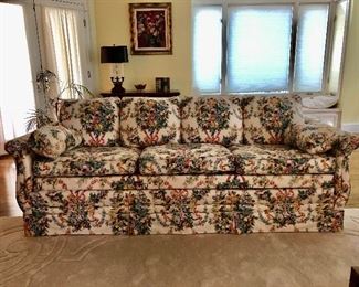 Excellent condition, upholstered, three seat cushions, sofa
