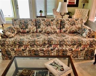 Excellent condition, upholstered, two seat cushions, sofa