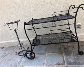 Wrought iron tea cart and plant stand