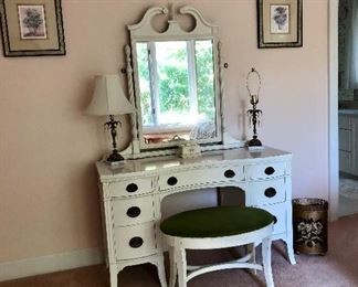 Huntly Furniture Company  white dressing table with matching bench