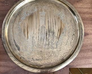 Russian silver plate tray/plate