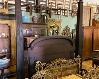 WALNUT FOUR POSTER BED--CIRCA 1850