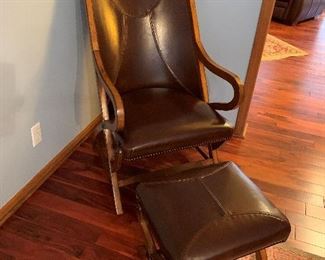 Hunter Chair and Ottoman in Brown Leather by Winmark