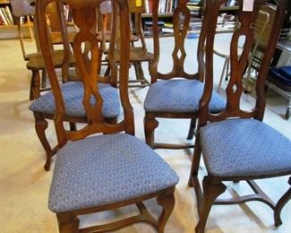 Set of 4 pine tall-back chairs