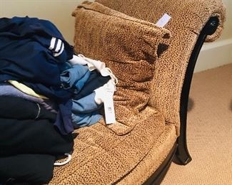 Small chaise-style chair and ottoman