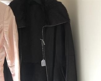 Armani leather jacket (faux fur trim)