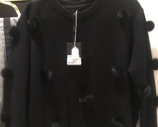 NWT sweater w/fur Pom Poms