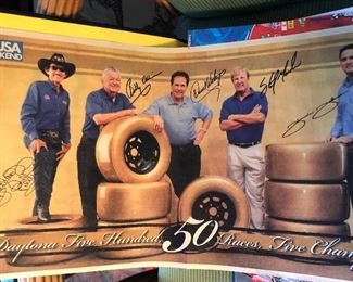 Signed NASCAR Poster Daytona 500, 50 races, five champions