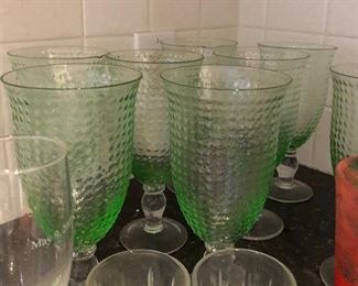 green glass stemware