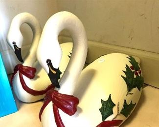 festive Painted Swan figurines