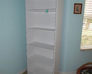 Tall white wood bookcase