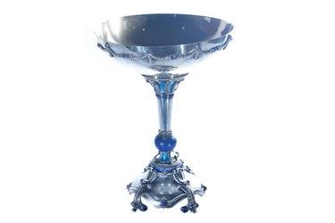 0016 Large Sterling Silver Lapis Turquoise Compote