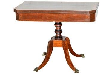 0039 Antique Federal Style Mahogany Game Table