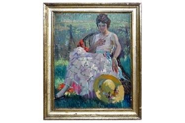 0051 19th cent. Impressionist Portrait Oil on Canvas