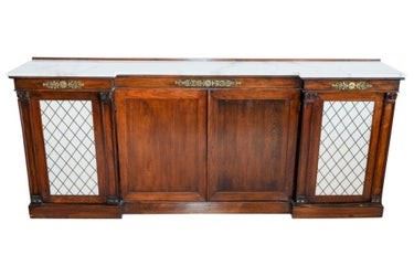 0081 Empire Style Marble Top Rosewood Sideboard