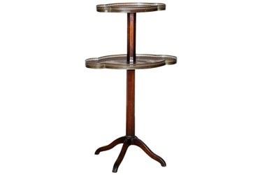 0091 Mahogany Two Tier Brass Galleried Side Table