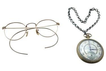 0102 Antique Gold Mens Pocket Watch  Eyeglass Frames