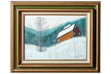 0119 John Egenstafer b.1943 Oil Canvas Winter Barn