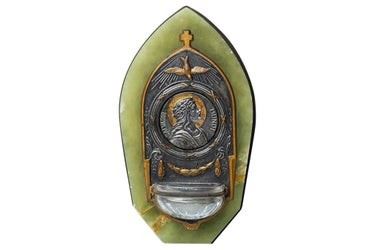 0136 Wall Mount Marble Silver Holy Water Hold