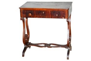 0169 Vintage Mahogany Side Table w Lyre Design Legs
