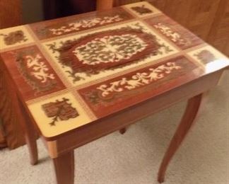 inlay music box accent table