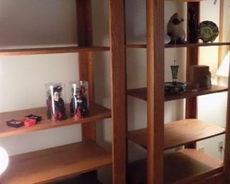 pair matching oak book/display shelve