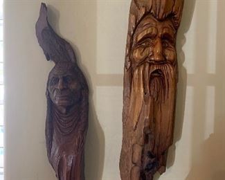 Hand carved wood decor 