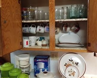 vintage kitchen items, dish sets