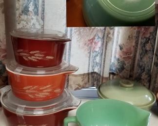 Autumn Harvest Pyrex, Fire King Jadeite Batter Bowl, Jadite