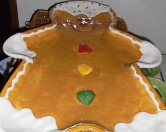 Large gingerman ceramic cookie platter