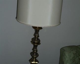 1 of 2 matching brass lamps mid century