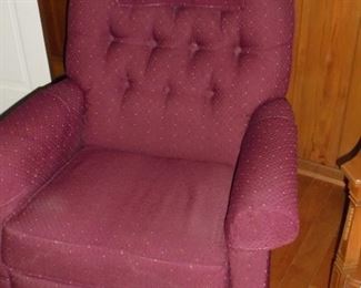 1 of 2 matching burgundy recliners   not stains, rips or tears