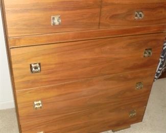 Matching mid century chest of drawers w/4 drawers & glass top
