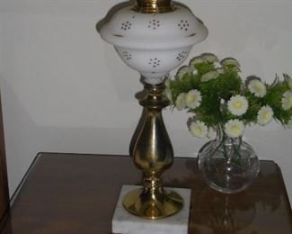 Brass & white table lamp