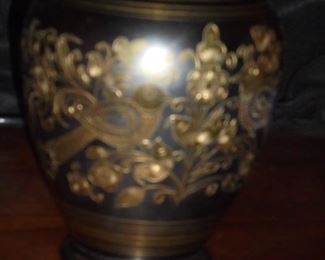 Brass engraved vase