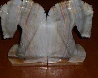 Pair of onyx horse bookends 