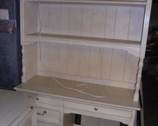 Full Set  Bedroom Suite by Lexington:  5 drawer desk w/matching woven bottom chair & book case on top