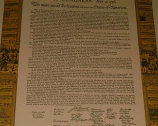 Declaration of Independence w/picture of those who signed around edges 