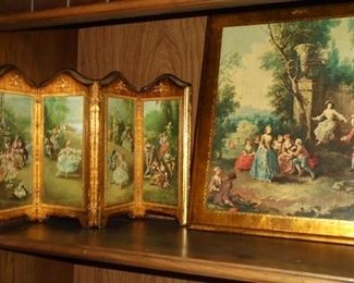 1 large and 1 - 4 fold pictures of early american life 
