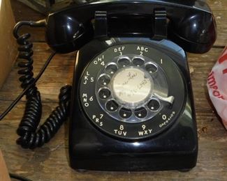 Black rotary dial phone