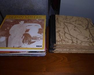 Vintage LP records and 3 vintage LP album holding 12 each