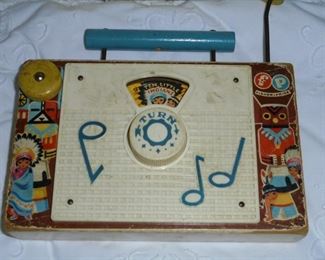 Vintage 1950's Fisher Price solid wood T.V. Radio  Plays '10 Little Indians'